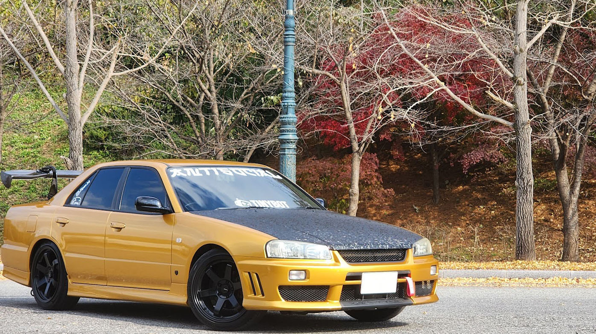 JSpec34 R34 Skyline wrapped in tinybot vinyl secret gold with trees